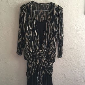 80s vintage glam silver brocade sheer dress